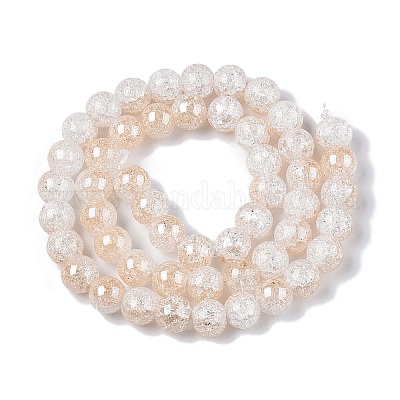 Гальванизированные нити стеклянных бусин с эффектом кракле X-EGLA-N014-8mm-02-1