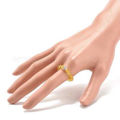 Круглое эластичное кольцо из бисера с драгоценными камнями и хрустальным диско-шаром со стразами для женщин RJEW-JR00454-1