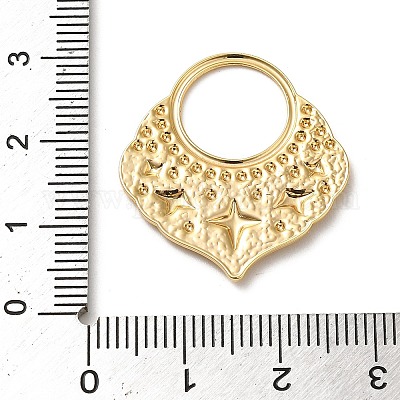 真鍮チャーム  18KGP本金メッキ  27x25x1.3mm  穴：11mm&nbsp;X-KK-O100-04G-1