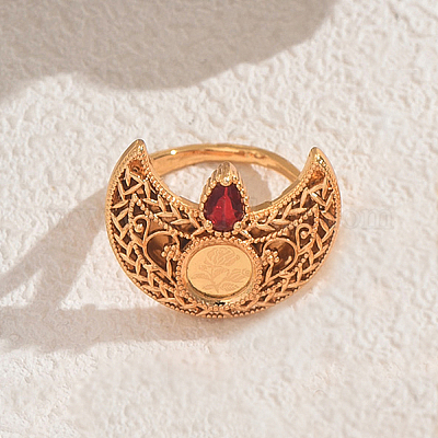 Богемный геометрический полый полукруг латунные кольца с паве из кубического циркония для женщин XS3183-3-1