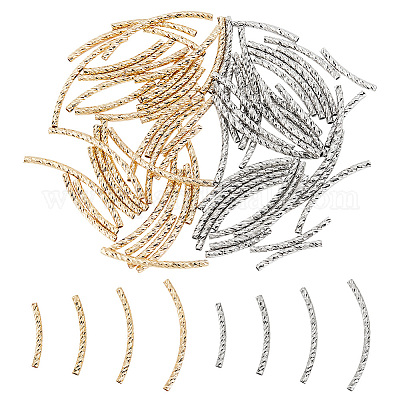 80 шт. 8-х стилевая стойка с покрытием из латуни изогнутые трубчатые бусины KK-BC0009-13-1