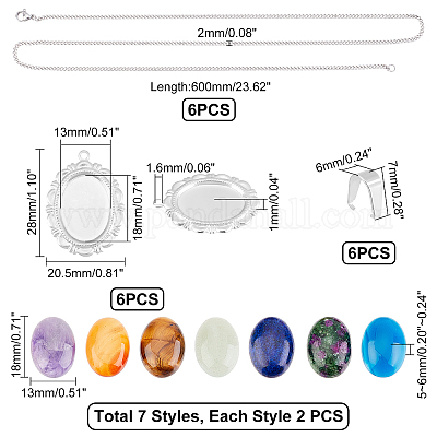 Набор для самостоятельного изготовления ожерелья с подвеской из натурального смешанного камня DIY-UN0003-11-1