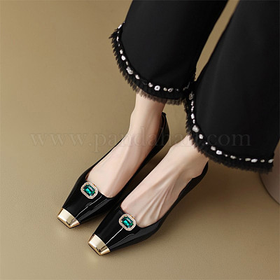 2 пара 2 стилей прямоугольные/цветочные латунные стеклянные стразы украшения для обуви AJEW-AR0001-81A-1