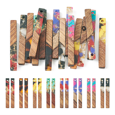 16шт 8 цвета прозрачной смолы и орехового дерева большие подвески RESI-TA0002-53-1