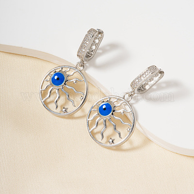 Латунные кубические цирконии серьги-кольца от сглаза UK0566-1