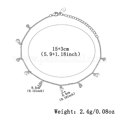 Браслеты-цепочки из стерлингового серебра с кубическим цирконием и круглыми подвесками для женщин SY0568-1-1