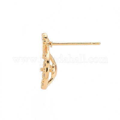 Серьги из латуни с микропейвом и прозрачным фианитом KK-T062-218G-NF-1