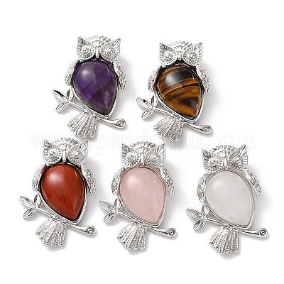 Подвеска-капля из натурального смешанного камня со стразами G-K339-02P-1