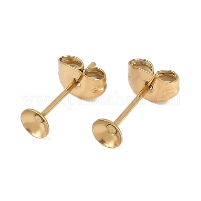 Фурнитура для сережек-гвоздиков из нержавеющей стали 304 STAS-D389-03B-G-1