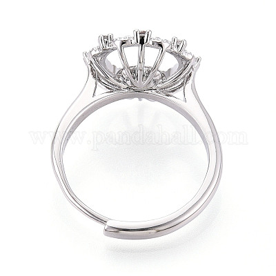 В форме цветка латунный микропаве прозрачный кубический цирконий регулируемые настройки кольца KK-T076-45P-1