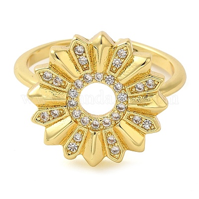 Открытые манжеты из латуни с микропаве и прозрачным цирконием для женщин RJEW-Z070-04G-03-1