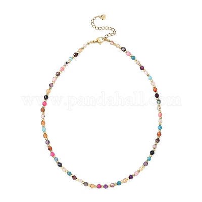 Ожерелья из граненых бусин натурального агата диаметром 4 мм NJEW-JN05692-1