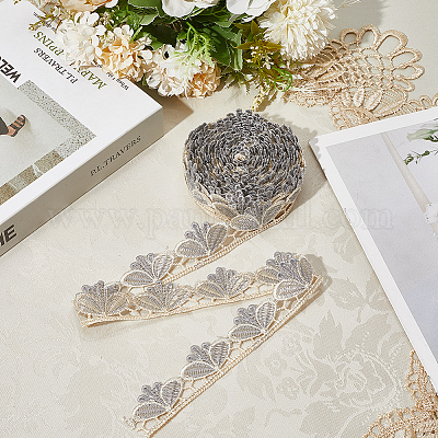 6 ярд полиэстеровой волнистой кружевной ленты для отделки SRIB-GF0001-45B-1