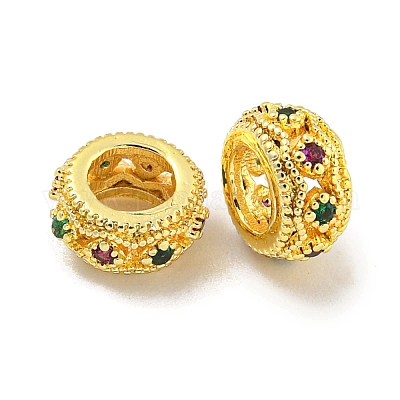 Покрытие стойки латунь микро паве разноцветные европейские бусины с кубическим цирконием KK-L215-016A-G-1