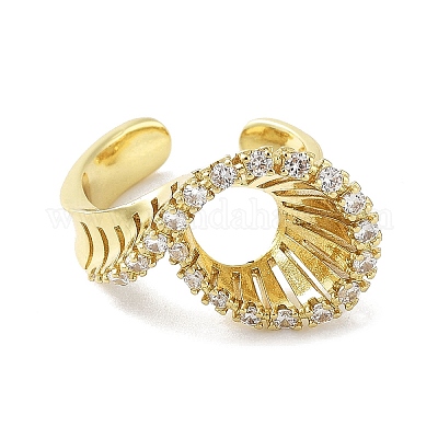 Кольца-манжеты из латуни с микропаве из кубического циркония RJEW-D025-12G-1