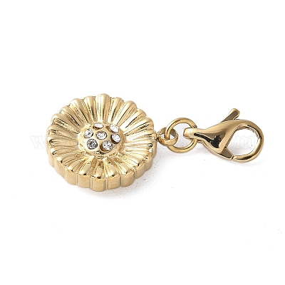 Подвеска-цветок из нержавеющей стали 304 со стразами STAS-S165-35G-1