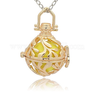 Золотой тон латунь полые круглые подвески KK-J227-08G-1