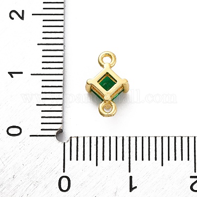 Подвески-коннекторы из латуни с кубическим цирконием в форме ромба KK-F894-12G-02-1