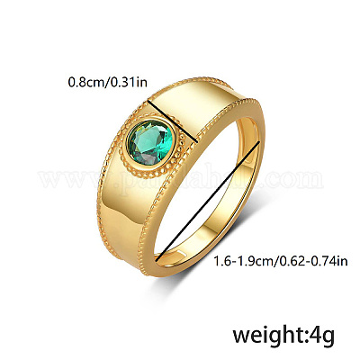 Кольца для пальцев с зелеными кубическими цирконами и паве из латуни YY7956-4-1