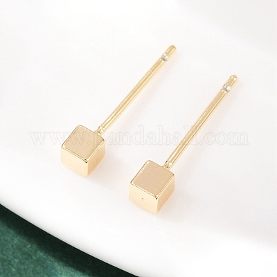 Латунные серьги-гвоздики для женщин EJEW-G441-05A-G-1