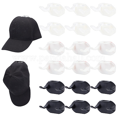 GOMAKERER 18 Pcs 3 Colors Hat Rack, Plastic Adhesive Hat Hooks Minimalist  Hat Display Strong Hold Hat Hangers for Baseball Caps, Hat Holder Organizer