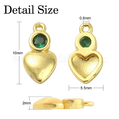 30шт латунные подвески с микропаве и кубическим цирконием ZIRC-CJ0001-19-1