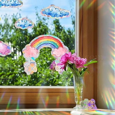 Autocollants Anti-collision Arc-en-ciel - Lot De 10 - Effet Prisme Lumière - PVC écologique 15cm Et 10cm