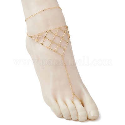 Браслеты на ногу с треугольным кольцом из нержавеющей стали 304 для женщин AJEW-AN00665-1