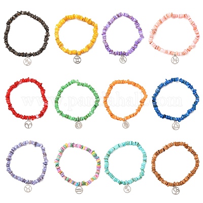 12 шт. 12 стильных браслета с подвесками в виде созвездия из нержавеющей стали 304 BJEW-JB12479-1