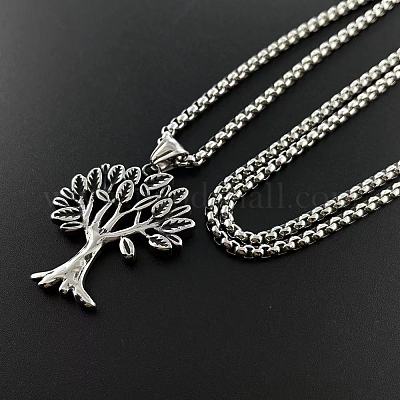 Винтажный панк-стиль яблоня дерево желаний хип-хоп кулон ожерелья из нержавеющей стали MB7398-1