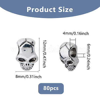 80 шт. европейские бусины из сплава в тибетском стиле FIND-DC0006-09B-1