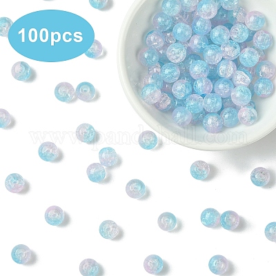 100 шт. прозрачные стеклянные бусины с эффектом кракле&nbsp;GLAA-YW0004-46G-1