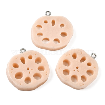 樹脂チャーム レンコンチャーム プラチナアイアンループ付き ビスク