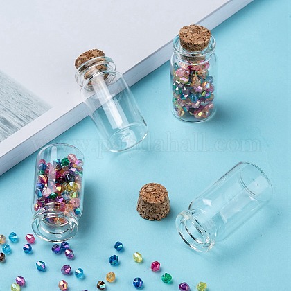 ガラスの瓶のガラスボトルは、コンテナをビーズ  コルク栓付き  ウィッシングボトル  透明  40x22mm  穴：12.5mm  容量：15ml（0.5液量オンス） AJEW-S074-02B-1