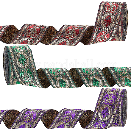 Pandahall elite 3pcs 3 colores estilo étnico bordado cintas de poliéster OCOR-PH0003-93-1