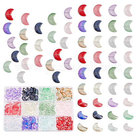 PH PandaHall 240Pcs 12 Colors Transparent Glass Beads Moon Glass Beads Transparent Crescent Moon Beads for Jewelry Making and DIY Craft Accessories Bracelets Necklaces Earrings GLAA-PH0002-70-1