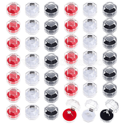 Chgcraft 42pcs 3 Farben achteckige transparente Plastikringboxen CON-CA0001-022-1