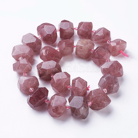 Chapelets de perles aux fraises en quartz naturel G-P434-18-1