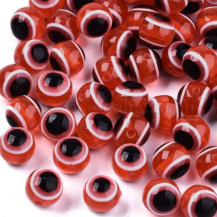 Redondas abalorios de resina mal de ojo RESI-R159-8mm-05-1