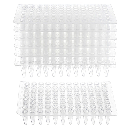 OLYCRAFT 6pcs PCR Low Profile 96 Well Plate No-Skirt PCR Plate Rectangular Plastic Disposable Cell Culture Plate Clear Bacterial Culture Plate for Laboratory - 79mm Length 118mm Width AJEW-OC0002-49-1