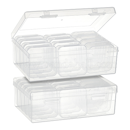 Caja de almacenamiento organizadora de cuentas de plástico pp rectangular con 12 Uds. Contenedores pequeños de cuentas de tapa con bisagras de plástico CON-WH0088-32-1