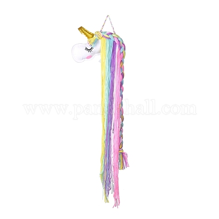 Единорог тема радуга пряжа кисточки заколки для волос держатель для волос организатор хранения HJEW-WH0006-07-1