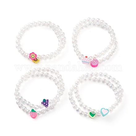 Bracelets pour enfants extensibles en acrylique transparent BJEW-JB06324-1