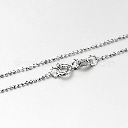 Collares de cadena de bolas de plata de ley 925 chapados en rodio de moda STER-M050-1.2A-09-1