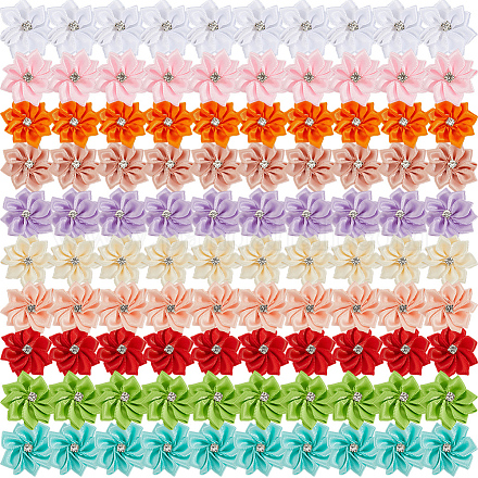 100 шт. 10 цвета полиэстеровый стразы цветок для украшения аппликации своими руками свадьба&nbsp;FIND-SP0004-89-1