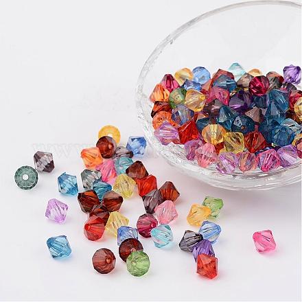 Faceted Bicone Transparent Acrylic Beads DBB5mm-1
