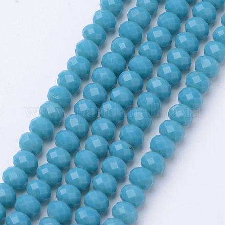 Faceted Solid Color Glass Rondelle Bead Strands GLAA-Q044-6mm-21-1