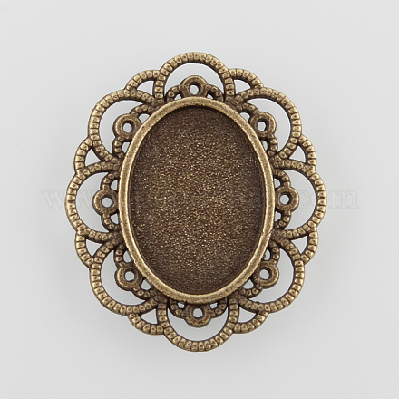Filigree Wrap Oval Alloy Cabochon Settings PALLOY-N0088-11AB-NF-1
