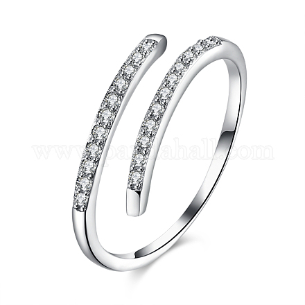 Регулируемые модный стерлингового серебра кубического циркония палец кольца манжеты RJEW-BB15266-1