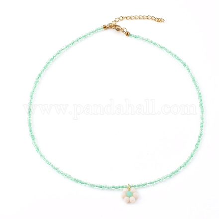 Glass Seed Beads Pendant Necklaces NJEW-JN03338-01-1